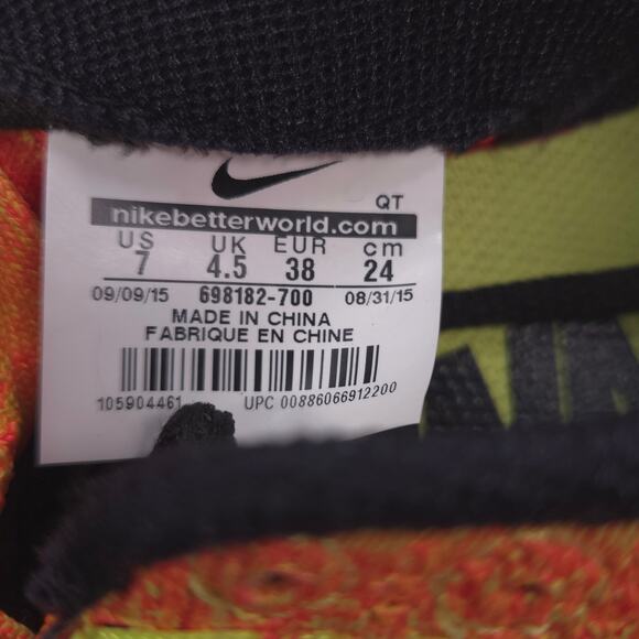 Nike Flyknit Lunar 3 Athletic Training Shoe Womens Size 7 698182-700 Orange - Picture 10 of 10